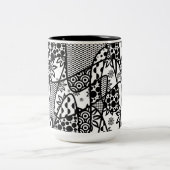 Schwarz-Weiß-Muster-Patchwork 03 Zweifarbige Tasse (Mittel)