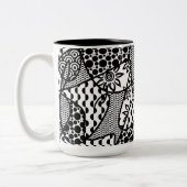 Schwarz-Weiß-Muster-Patchwork 03 Zweifarbige Tasse (Links)