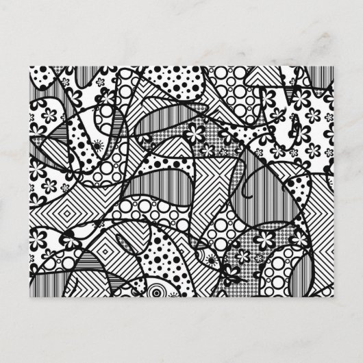 Schwarz-Weiß-Muster-Patchwork 04 Postkarte (Vorderseite)