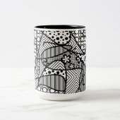 Schwarz-Weiß-Muster-Patchwork 04 Zweifarbige Tasse (Mittel)