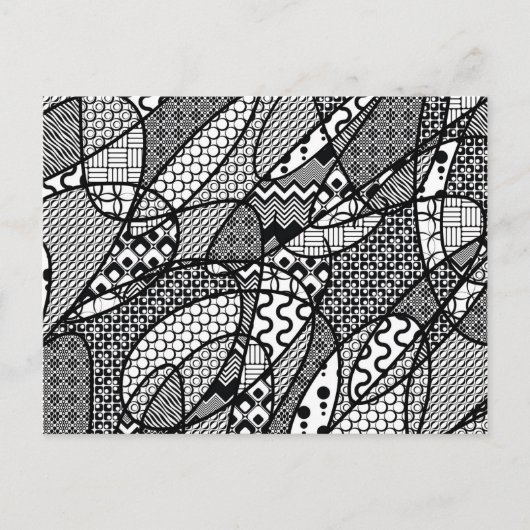 Schwarz-Weiß-Muster-Patchwork 05 Postkarte (Vorderseite)