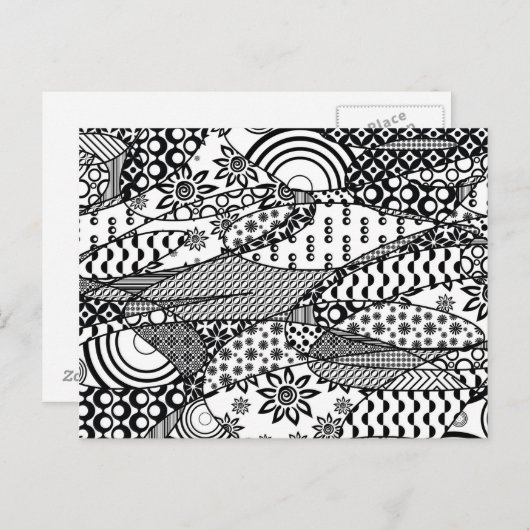 Schwarz-Weiß-Muster-Patchwork 06 Postkarte (Vorne/Hinten)