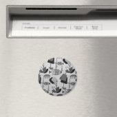 Schwarz-Weiß-Muster-Rundmagazin Magnet (In Situ (Geschirrspüler))