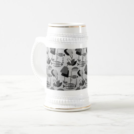 Schwarz-Weiß-Muster Stein Bierglas (Vorderseite Links)