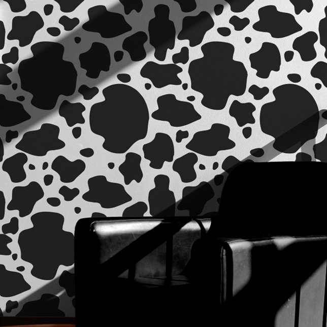 Schwarz-Weiß-Muster Tapete (Black and White Unique Cow Pattern Wallpaper)