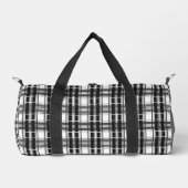 Schwarz-Weiß-Muster Tartan-Geometrie überprüft Duffle Bag (Vorderseite)