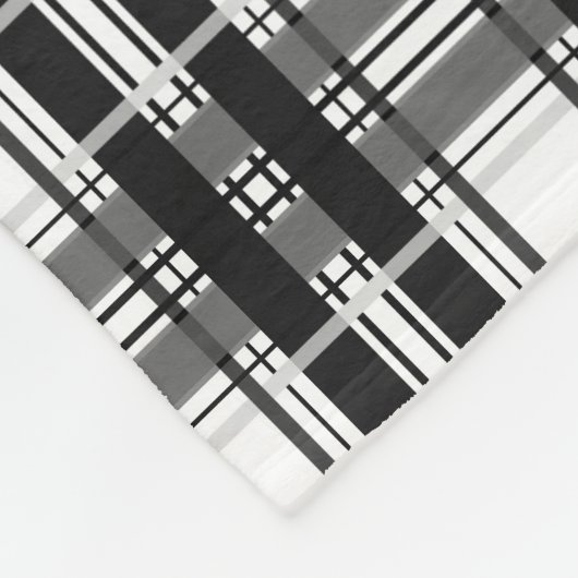 Schwarz-Weiß-Muster Tartan-Geometrie überprüft Fleecedecke (Ecke)