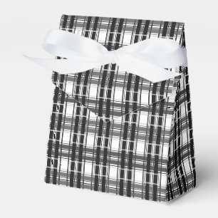 Schwarz-Weiß-Muster Tartan-Geometrie überprüft Geschenkschachtel