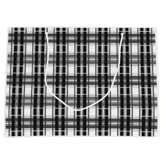 Schwarz-Weiß-Muster Tartan-Geometrie überprüft Große Geschenktüte (Vorderseite)