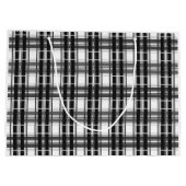 Schwarz-Weiß-Muster Tartan-Geometrie überprüft Große Geschenktüte (Rückseite)