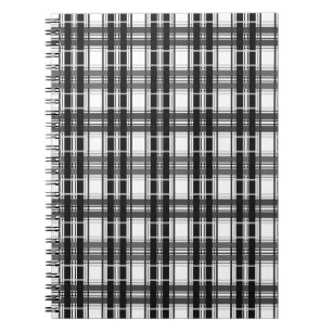 Schwarz-Weiß-Muster Tartan-Geometrie überprüft Notizblock