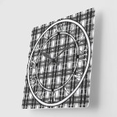 Schwarz-Weiß-Muster Tartan-Geometrie überprüft Quadratische Wanduhr (Winkel)