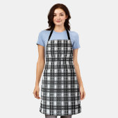 Schwarz-Weiß-Muster Tartan-Geometrie überprüft Schürze (Getragen)
