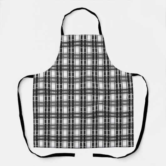 Schwarz-Weiß-Muster Tartan-Geometrie überprüft Schürze (Vorderseite)