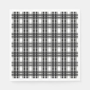 Schwarz-Weiß-Muster Tartan-Geometrie überprüft Serviette