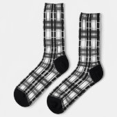 Schwarz-Weiß-Muster Tartan-Geometrie überprüft Socken (Linkes Detail)