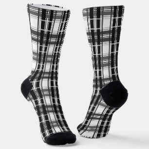 Schwarz-Weiß-Muster Tartan-Geometrie überprüft Socken