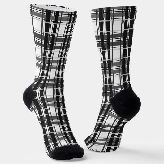 Schwarz-Weiß-Muster Tartan-Geometrie überprüft Socken (Gewinkelt)