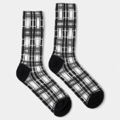 Schwarz-Weiß-Muster Tartan-Geometrie überprüft Socken (Rechts)