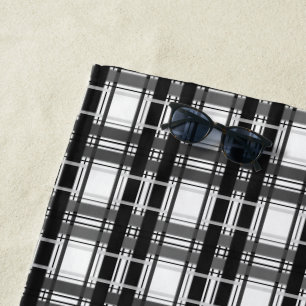 Schwarz-Weiß-Muster Tartan-Geometrie überprüft Strandtuch