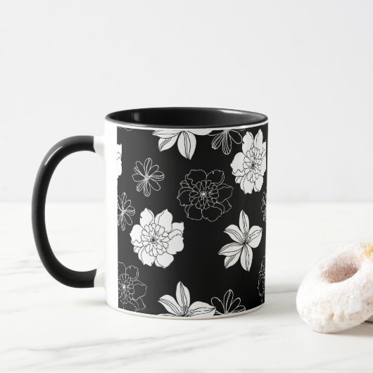 Schwarz-Weiß-Muster Tasse (Mit Donut)