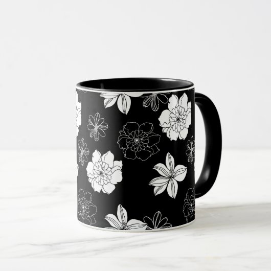 Schwarz-Weiß-Muster Tasse (VorderseiteRechts)