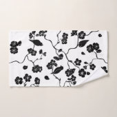 Schwarz-Weiß-Muster Vögel auf Kirschblüten Badhandtuch Set (Handtuch)