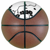 Schwarz-Weiß-Muster Vögel auf Kirschblüten Basketball (Rechts)