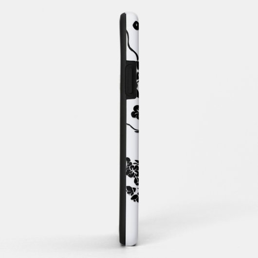 Schwarz-Weiß-Muster Vögel auf Kirschblüten Case-Mate iPhone Hülle (Hinten/Rechts)