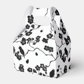 Schwarz-Weiß-Muster Vögel auf Kirschblüten Geschenkschachtel (Vorderseite)