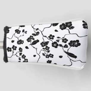 Schwarz-Weiß-Muster Vögel auf Kirschblüten Golf Headcover