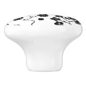 Schwarz-Weiß-Muster Vögel auf Kirschblüten Keramikknauf (Seitenansicht)
