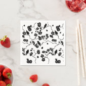 Schwarz-Weiß-Muster Vögel auf Kirschblüten Serviette (Beispiel)