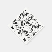 Schwarz-Weiß-Muster Vögel auf Kirschblüten Serviette (Ecke)