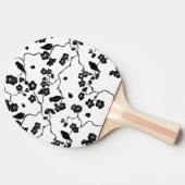 Schwarz-Weiß-Muster Vögel auf Kirschblüten Tischtennis Schläger (Seitenansicht)