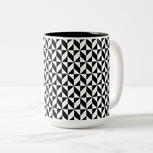Schwarz-Weiß-Muster Zweifarbige Tasse (VorderseiteRechts)