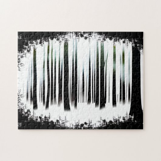 Schwarz-Weiß-Mystische Waldträume Puzzle (Horizontal)