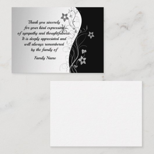 Schwarz-Weiß nach der Beerdigung Danke Karten (Vorne/Hinten)