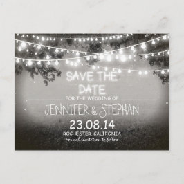 Schwarz-Weiß-Nachtlicht - Romantik Save the Date Ankündigungspostkarte
