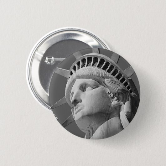 Schwarz-Weiß-Nah-up-Freiheitsstatue Button (Vorne & Hinten)