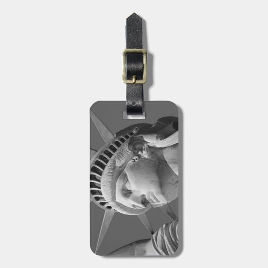 Schwarz-Weiß-Nah-up-Freiheitsstatue Gepäckanhänger (Vorderseite vertikal)