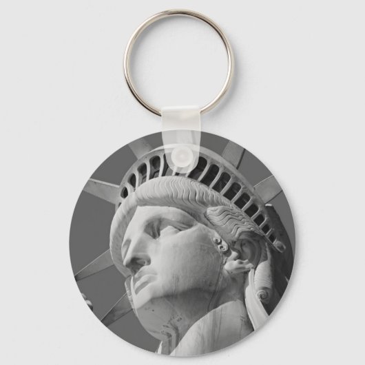 Schwarz-Weiß-Nah-up-Freiheitsstatue Schlüsselanhänger (Vorderseite)