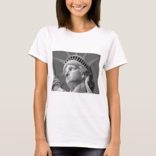 Schwarz-Weiß-Nah-up-Freiheitsstatue T-Shirt