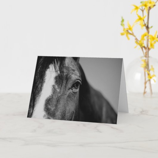 Schwarz-Weiß-Nah-up Horse-Augen-Artwork Karte (Gelbe Blume)
