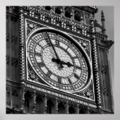 Schwarz-weiß Naher Big Ben Clock Tower London Poster (Vorne)
