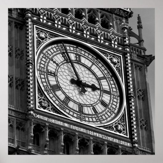 Schwarz-weiß Naher Big Ben Clock Tower London Poster (Vorne)