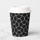 Schwarz-Weiß-Nahtlose Geometrie-Mesh-Muster Pappbecher (Rückseite)
