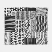 Schwarz-Weiß-Nahtloses Doodle-Muster. Hand-zeichn Fleecedecke (Vorderseite (Horizontal))