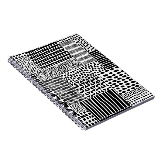 Schwarz-Weiß-Nahtloses Doodle-Muster. Hand-zeichn Notizblock (Rechte Seite)