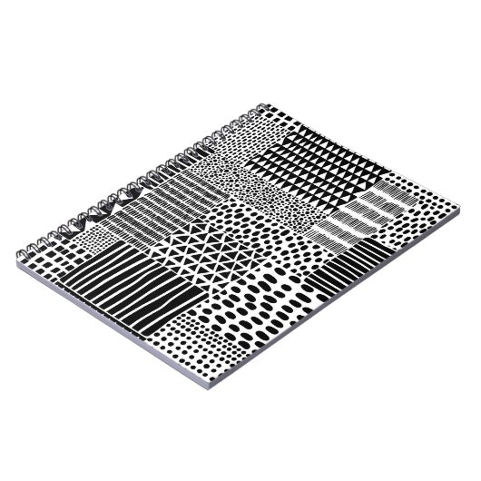 Schwarz-Weiß-Nahtloses Doodle-Muster. Hand-zeichn Notizblock (Linke Seite)